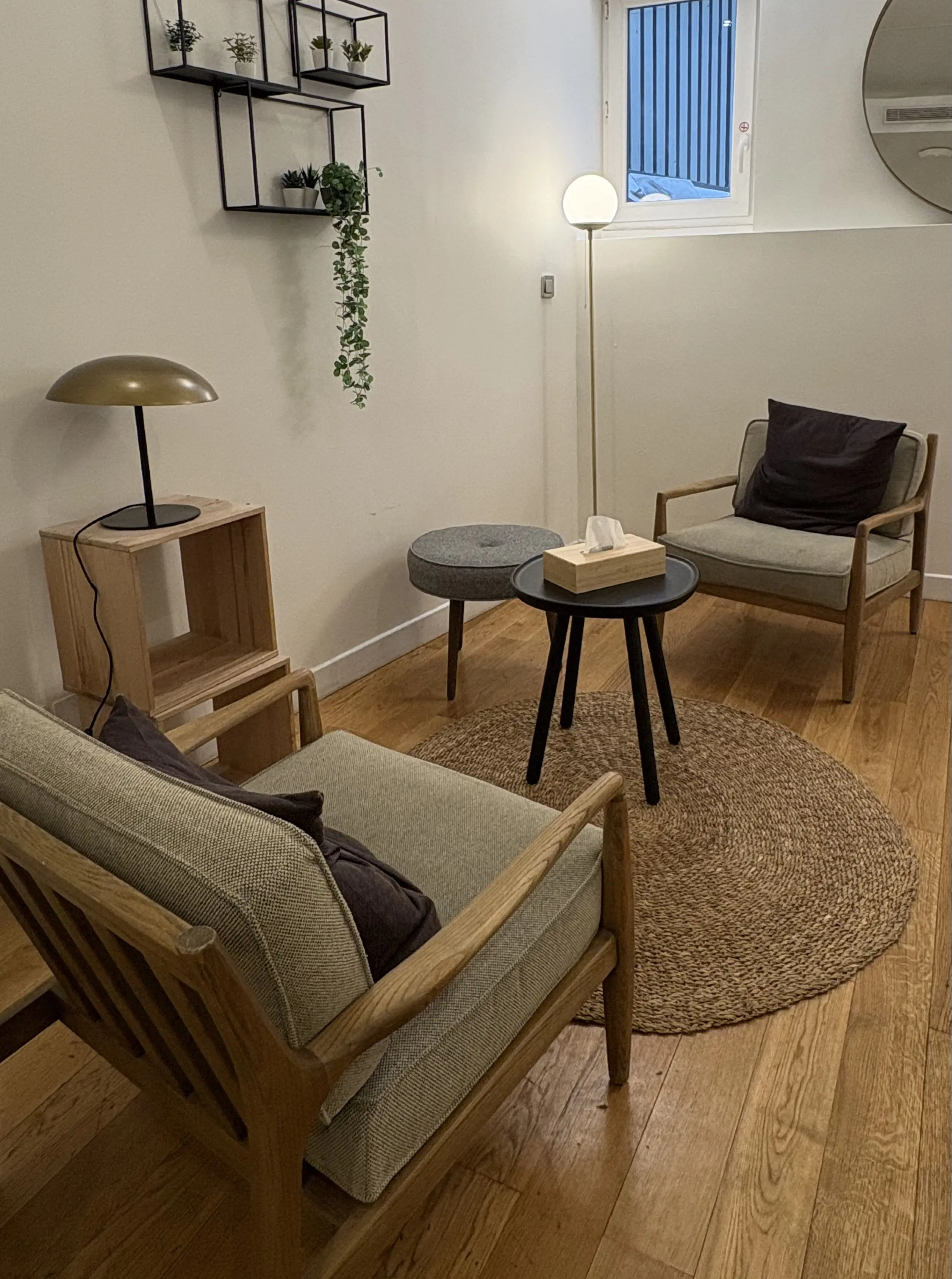 Vue de l'interieur du cabinet de psychothérapie